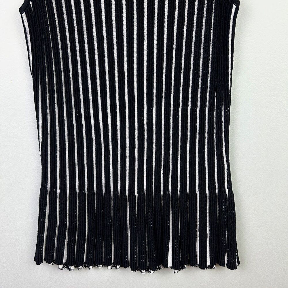 White House Black Market Striped Peplum Sweater Tank Sleeveless Rib Knit Top  S - Picture 5 of 11